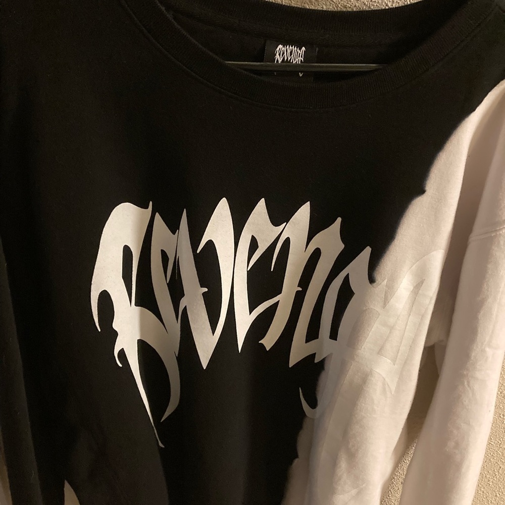 White and Black Revenge Split Crewneck